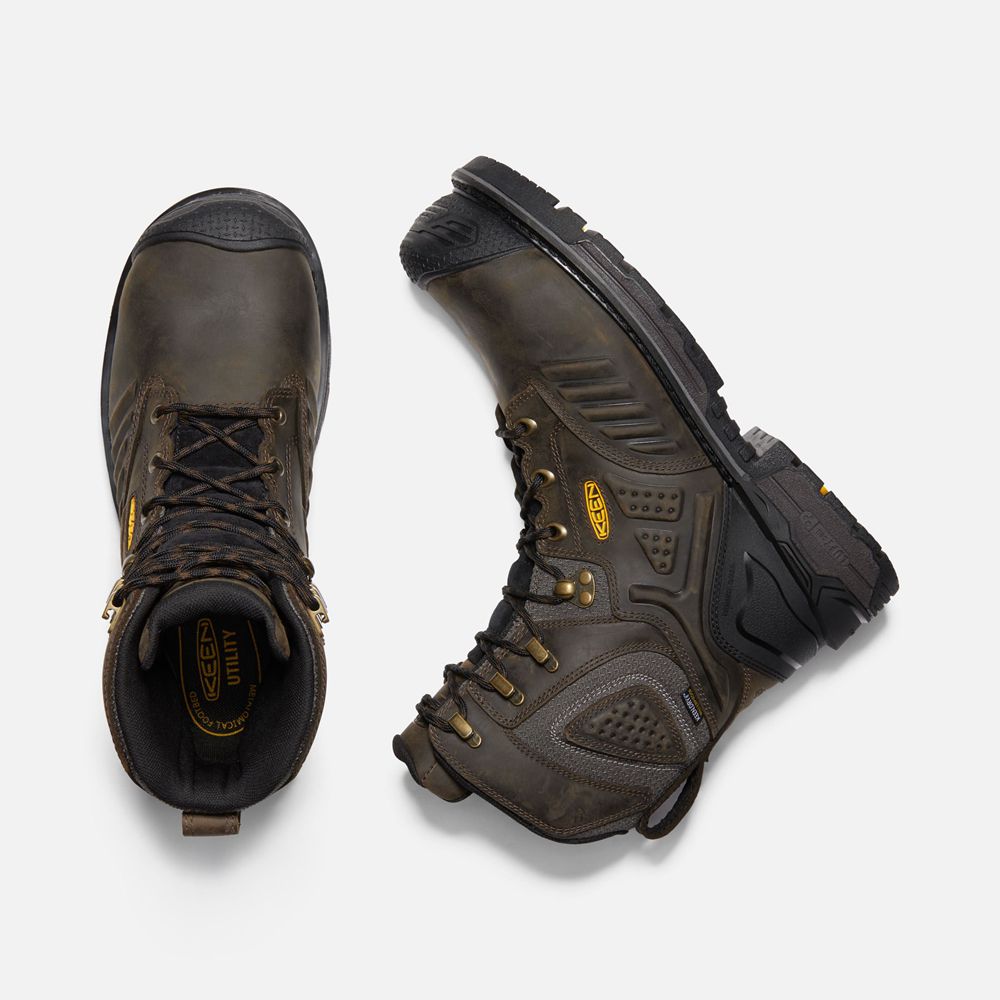 Botte de Travail Keen Homme Noir Marron | Philadelphia 8\" Waterproof (Carbon-Fiber Toe) | UVJAT-8603